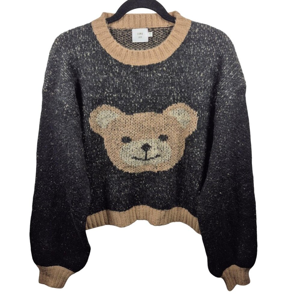 Anthropologie Luna Ivy Sweater Womens Pullover Oversized Knit L Teddy Bear Cozy